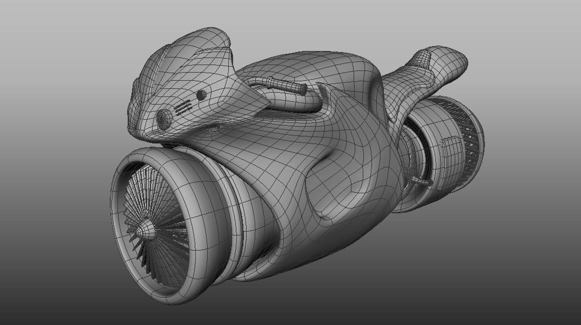 jetbike bike jet engine 3d ma