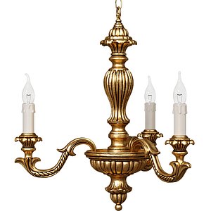 Golden antique chandelier in classical style Pendant light 3D model