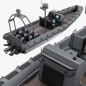 3D model Marine Security Boat Light Gray Rigged