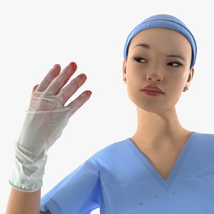 3D asian female surgeon stained model