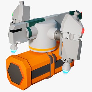 3D Lowpoly Cartoon Cargo Spaceship 01 Rigged PBR model