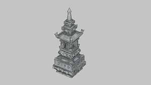 Traditional Chinese stone pagoda 3D model