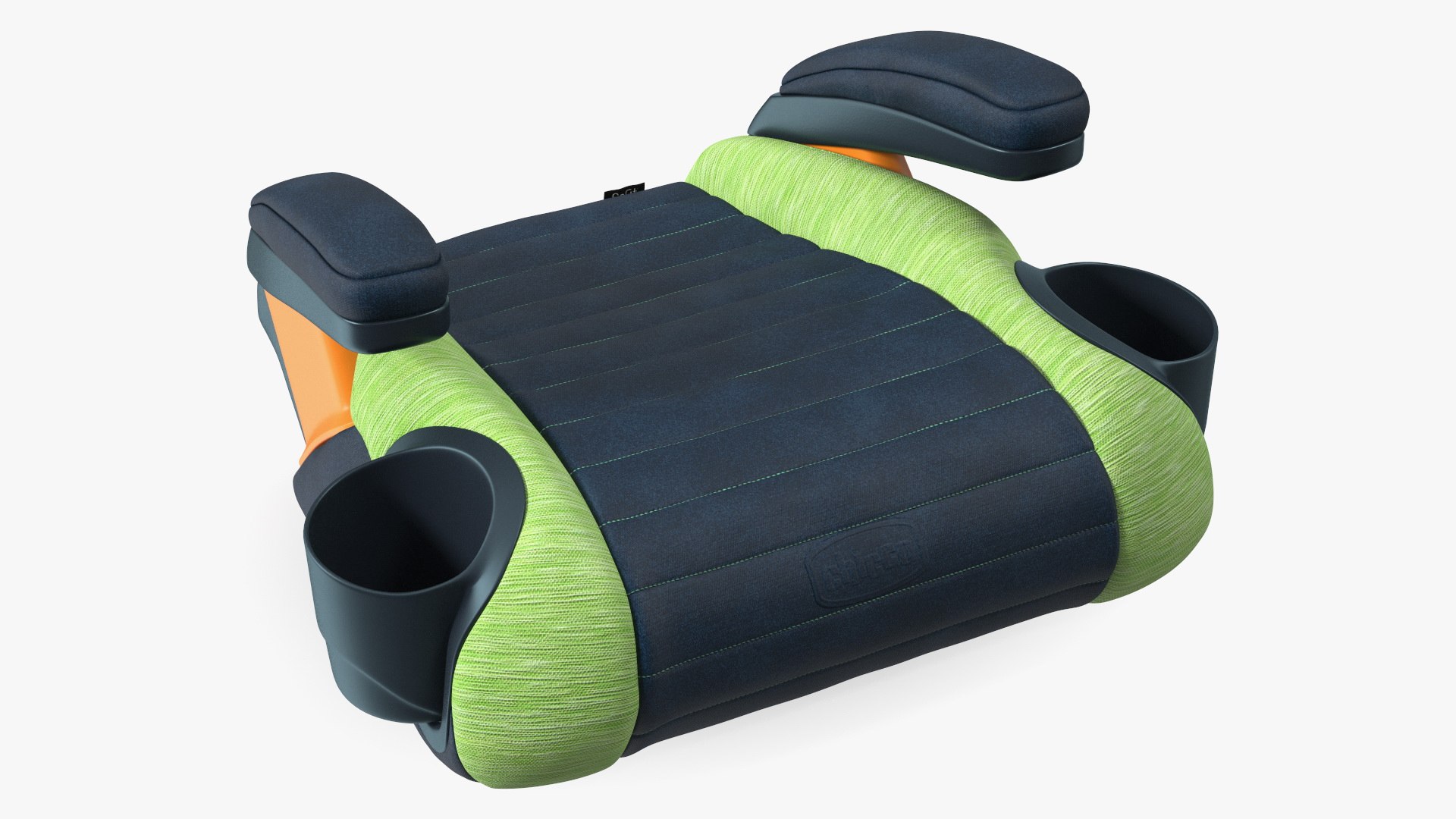 Child Car Seat Without Backrest Green 3D model preview