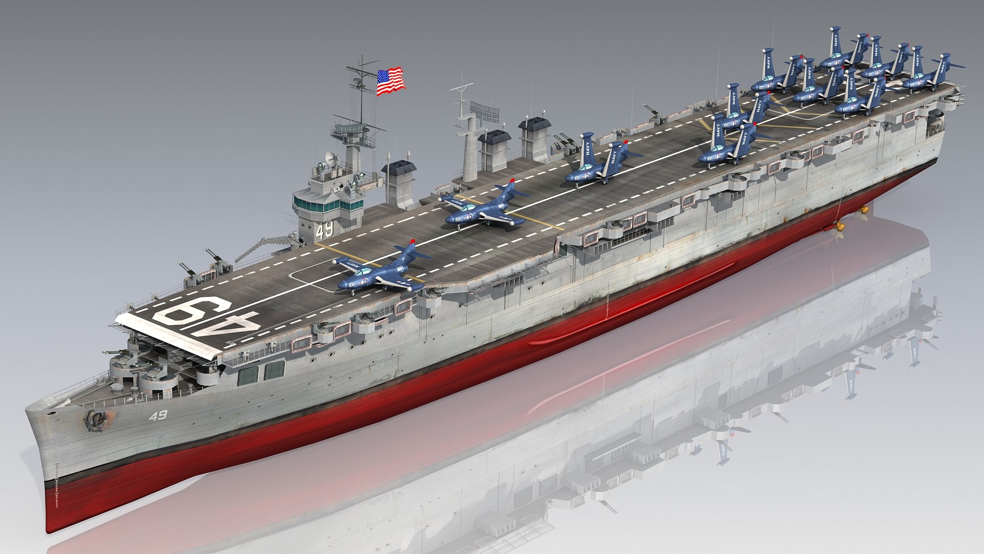 USS Wright CVL-49 Saipan-class Light Aircraft Carrier 3D Model ...