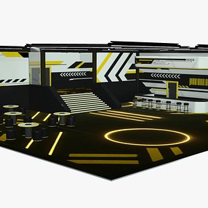 3D Techno-Minimalist Commercial Space model