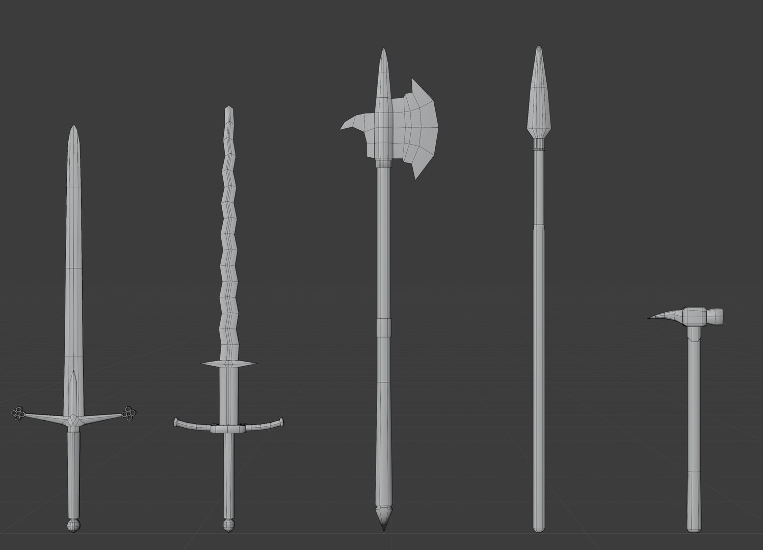 Medieval Weapon Bundle 3D https://p.turbosquid.com/ts-thumb/oU/IaTOjW/7W/wireframe2/png/1725501910/1920x1080/fit_q87/3b8de9ae550ff1dd9d5ba14dcb70c7cf066dc290/wireframe2.jpg
