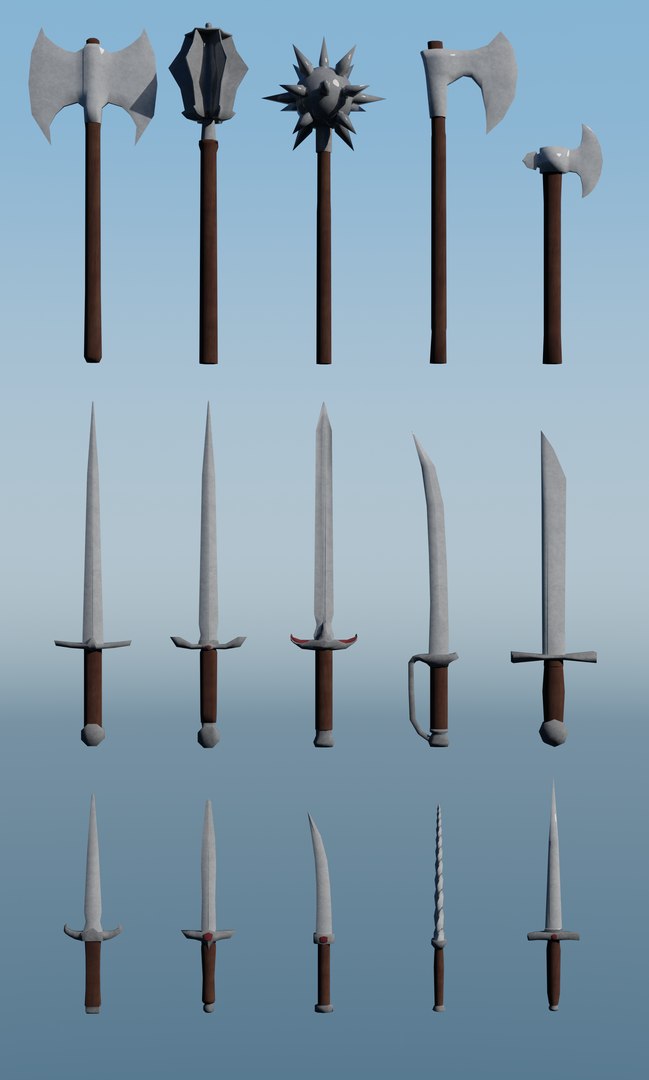 Medieval Weapon Bundle 3D https://p.turbosquid.com/ts-thumb/oU/IaTOjW/F8/group1render/png/1725501885/1920x1080/fit_q87/687dd1d507f19a2e51f67b6ebf7c9d167fcfdf89/group1render.jpg