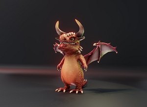 Cartoon Crystal Dragon Low-poly 3D Model model