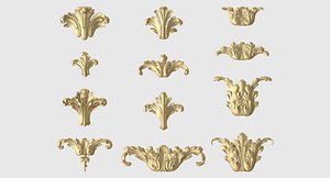 Vertical Acanthus Leaves Set