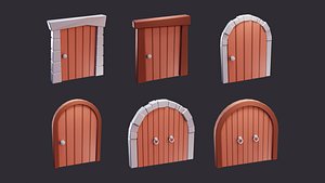 Low Poly Medieval Door Collection 3D model