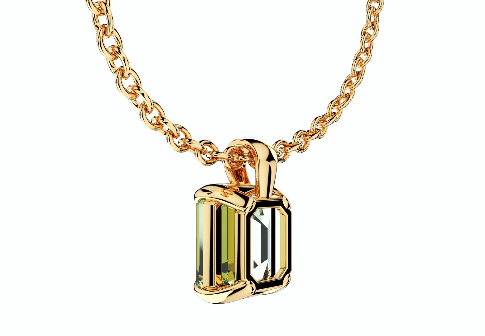 Emerald Cut Gemstone Gold Pendant CAD DesignJCNP05 3D Print Model 3D