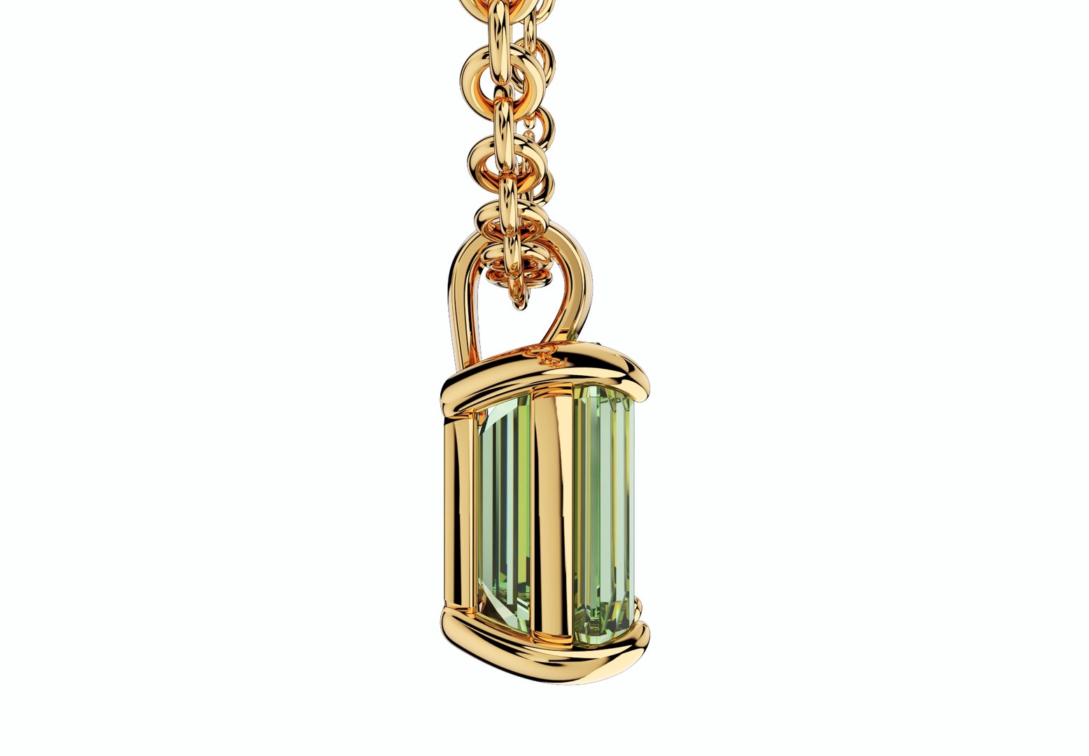 Emerald Cut Gemstone Gold Pendant CAD DesignJCNP05 3D Print Model 3D