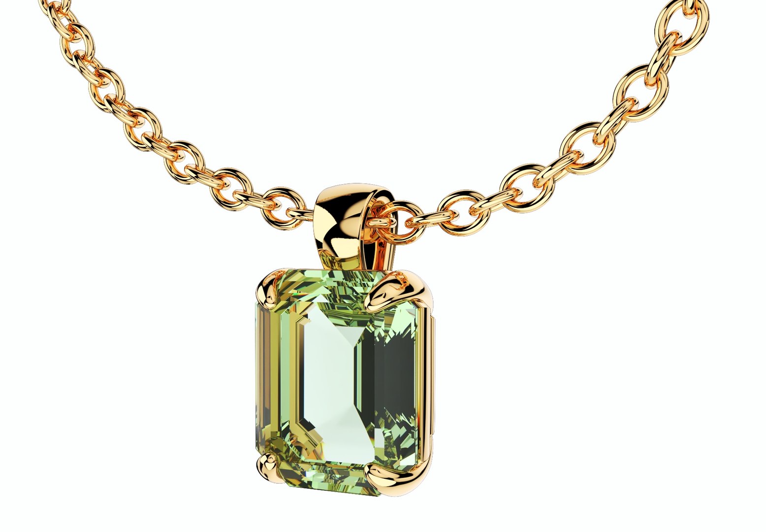 Emerald Cut Gemstone Gold Pendant CAD Design-JCNP-05 3D Print Model 3D ...