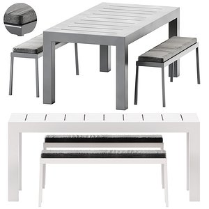 Outdoor Balcony Bench by Hay and Jut Table by Studio Vondom