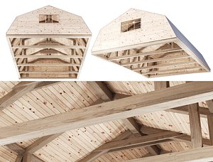 3D model Wooden Ceiling V14 with beams
