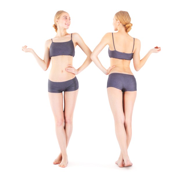 3D scanned human sporty young woman model