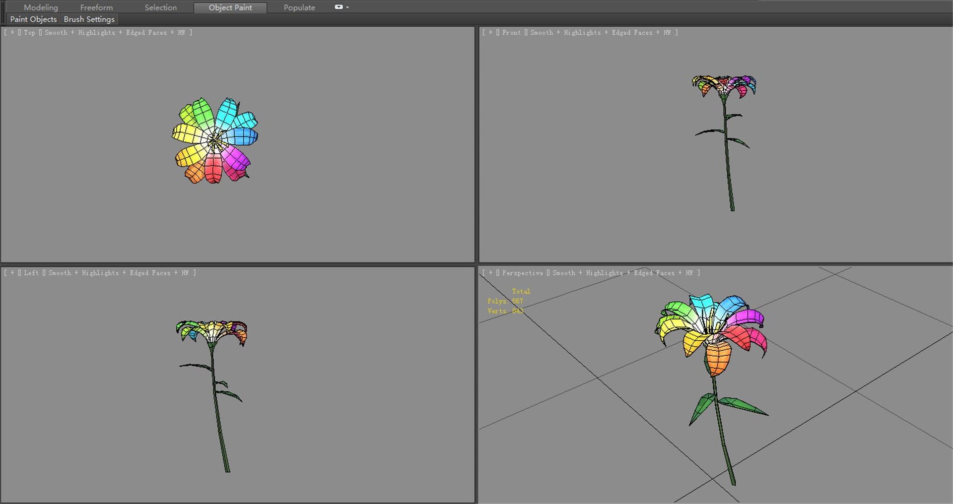 A Multi-colored Flower - Cartoon Magic Flower Model - TurboSquid 2259053