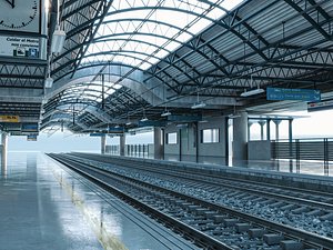 3D Railway Train Station Platform 3D Scene model