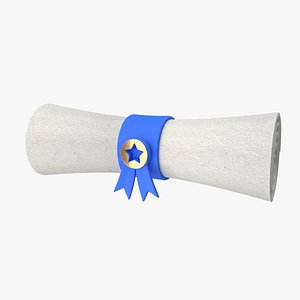 3D model Certificate Scroll with Blue Ribbon