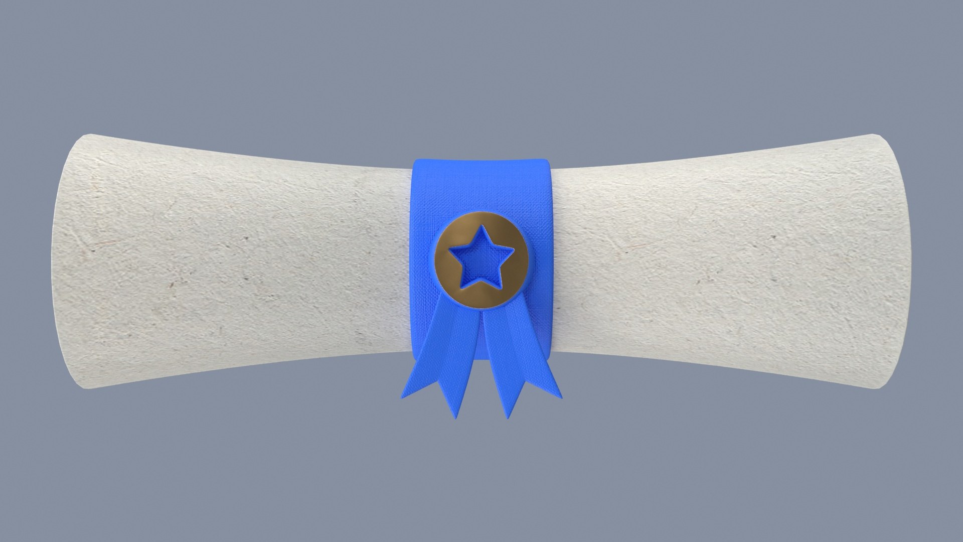 3D Model Certificate Scroll With Blue Ribbon TurboSquid 2422537