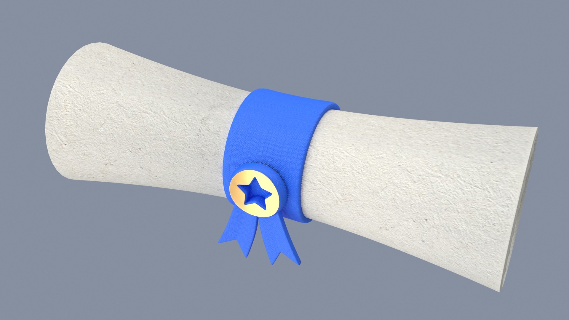 3D Model Certificate Scroll With Blue Ribbon TurboSquid 2422537