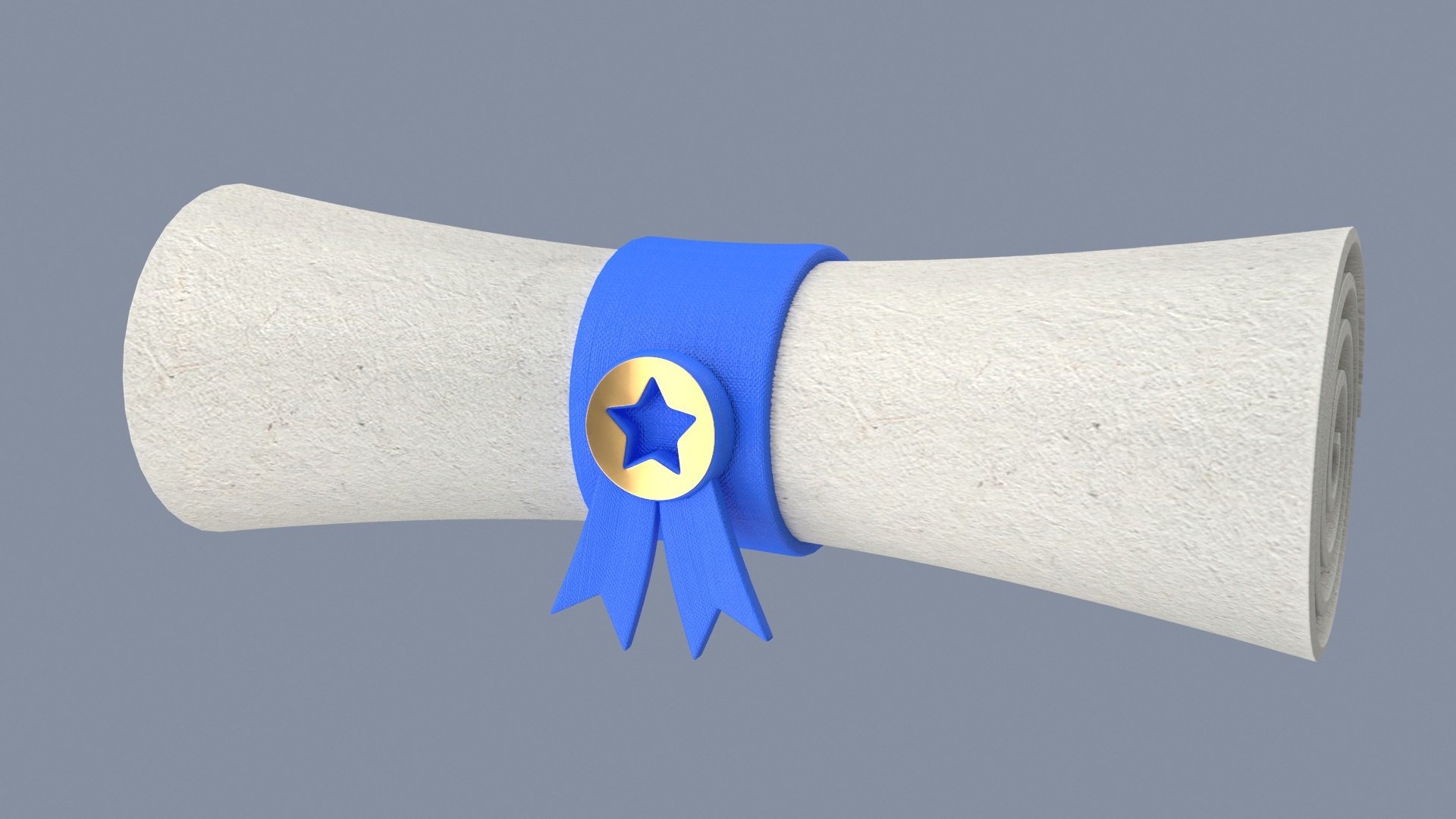3D Model Certificate Scroll With Blue Ribbon TurboSquid 2422537