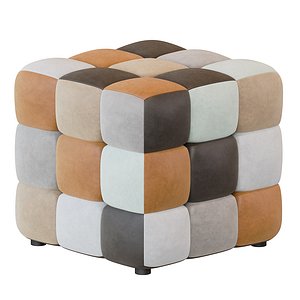 Pouf Trendy brown patchwork 3D