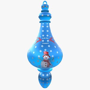 3D Festive Snowman Blue Glass  Christmas Bauble Ornament 3D Model Low Poly PBR Ready