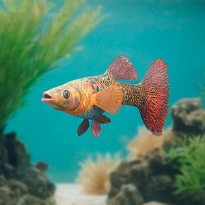 3D Guppy Fish Red Snake
