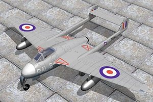 haviland vampire jet fighter 3d max