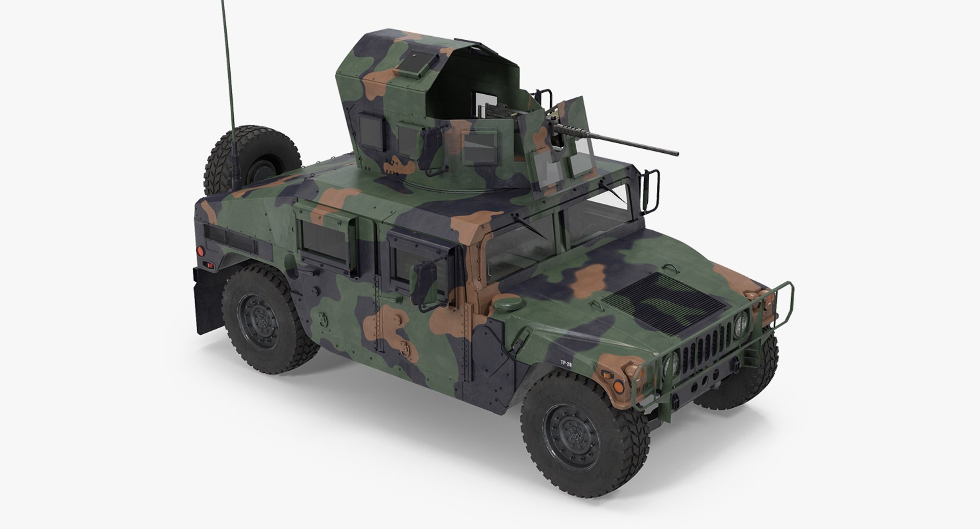 Humvee M1151 Enhanced Armament Carrier Camo 3D Model 3D model preview
