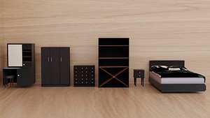 Low Poly Bedroom Set 3D model