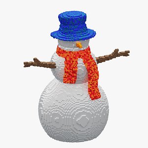 3D Voxel Snowman 3D Model model