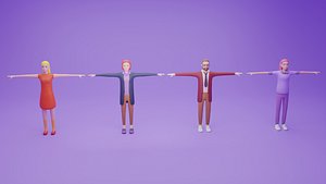 3D Toon Rigged People Pack model