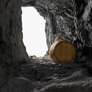 Pirate Treasure Cave with Skeleton and Chest model