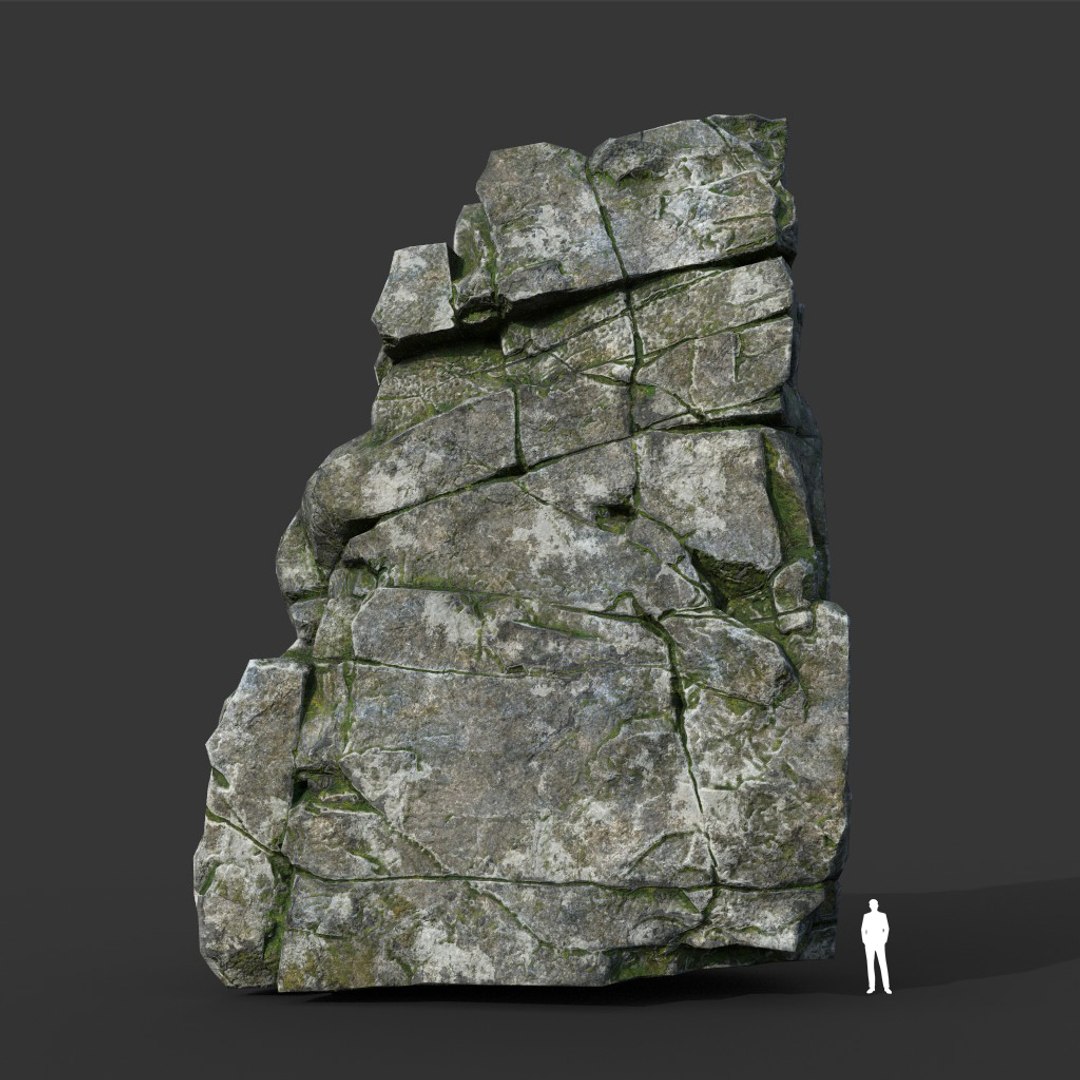 3D Low poly PBR Mossy Cracked Modular Rock - TurboSquid 2164308
