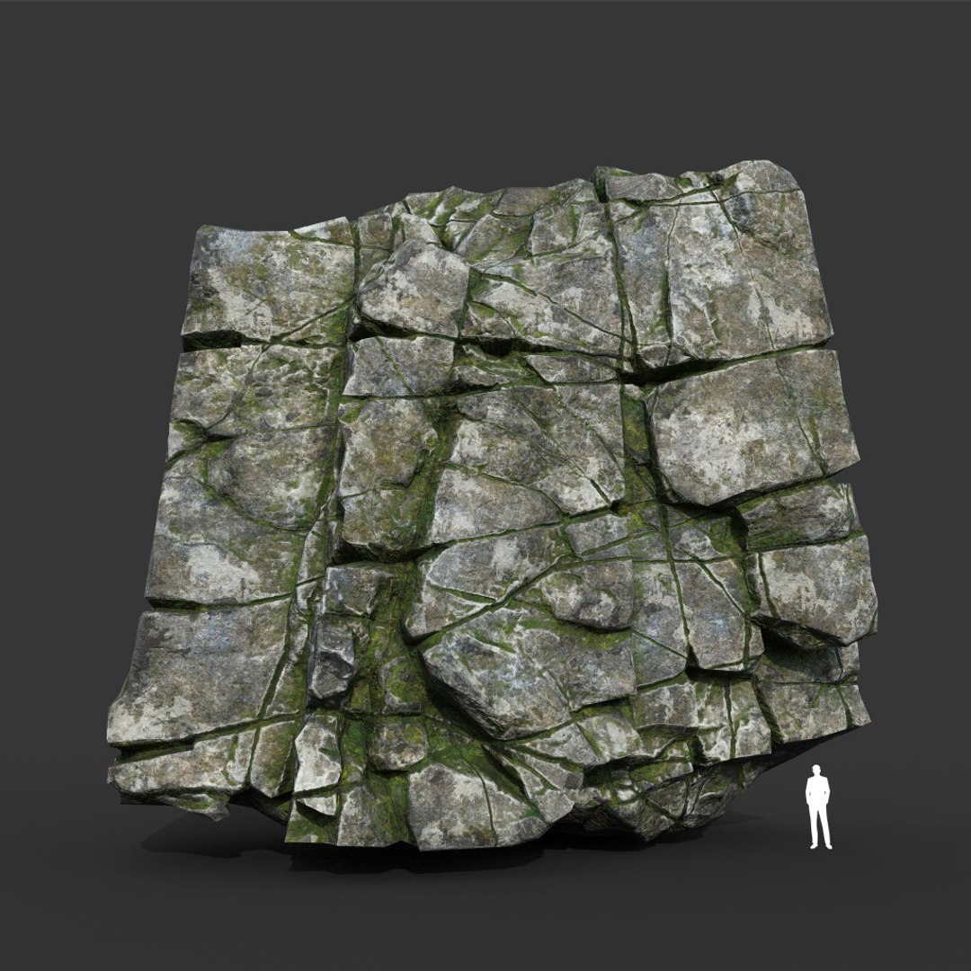 3D Low poly PBR Mossy Cracked Modular Rock - TurboSquid 2164308