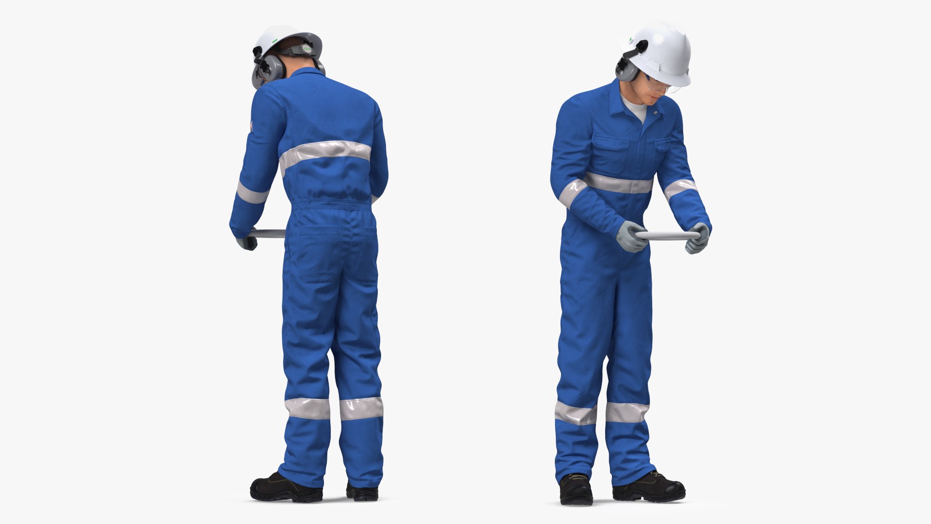 Oil Gas Worker Fully Equipped with Valve Fur 3D model preview