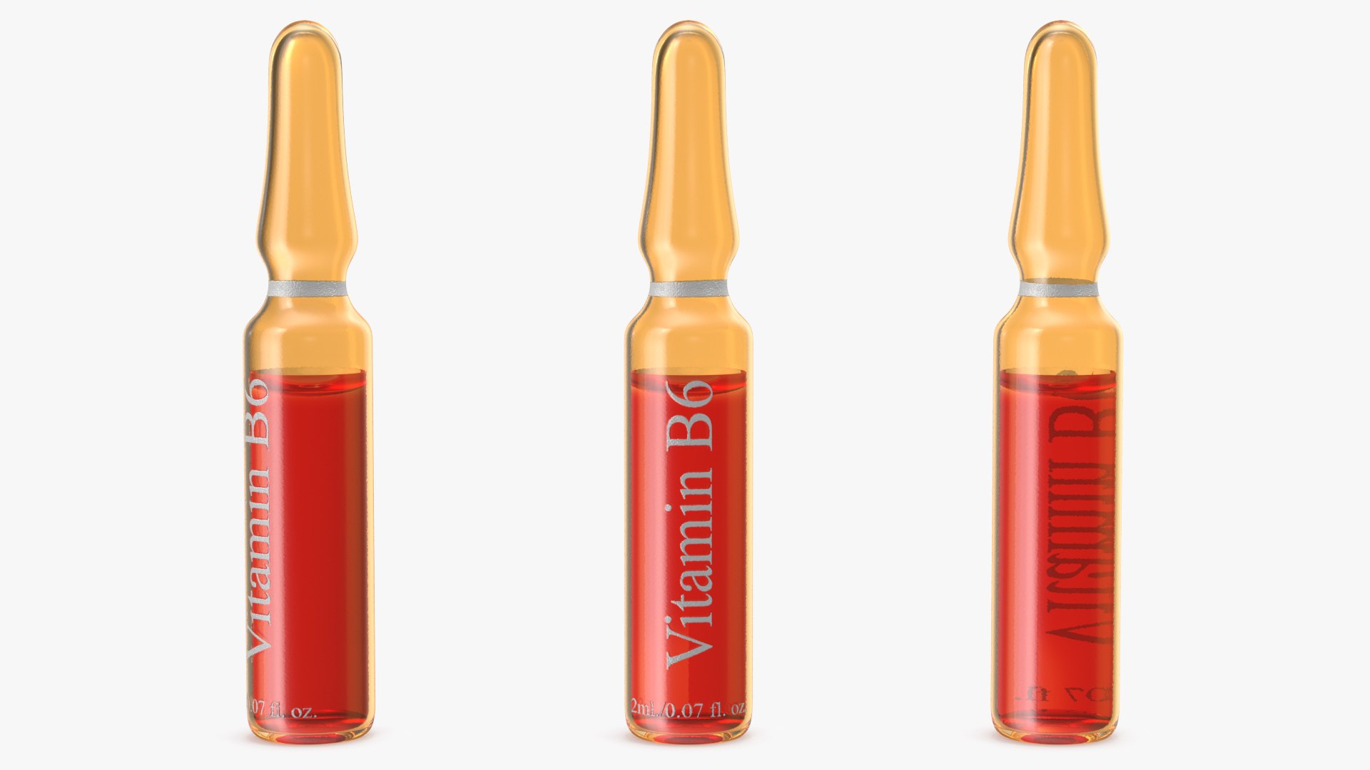 Vitamin B6 Pyridoxine 2ml Amber Ampoule 3D model preview