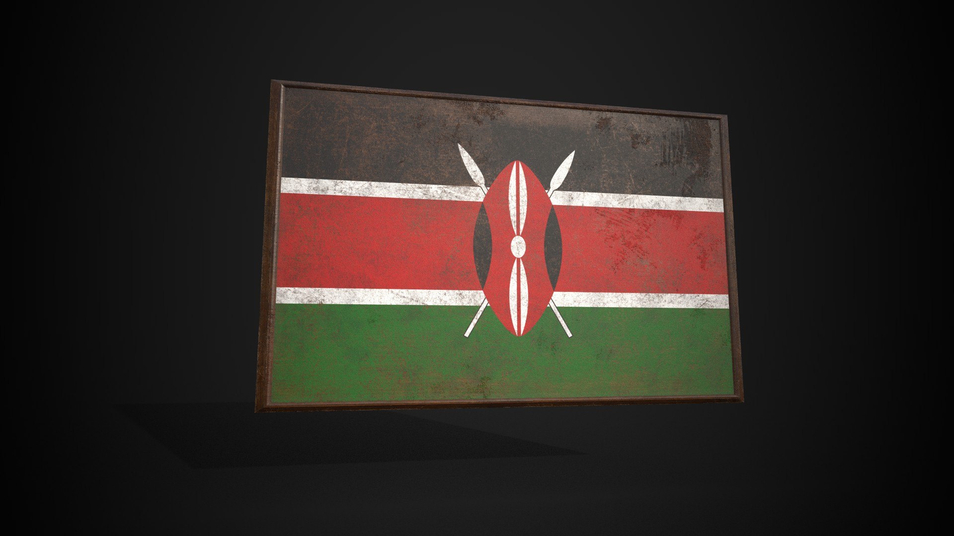 Old Picture Frame With Kenya Flag - Game Ready PBR Low-poly 3D Model 3D ...