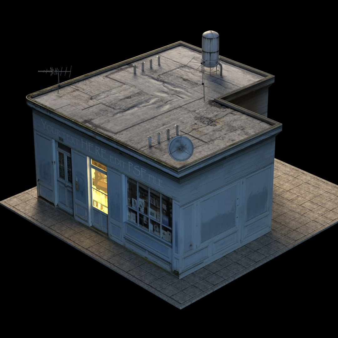 3d Model Small Store Building Roof