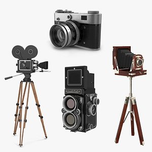 Vintage Film Cameras 3D Models Collection 2