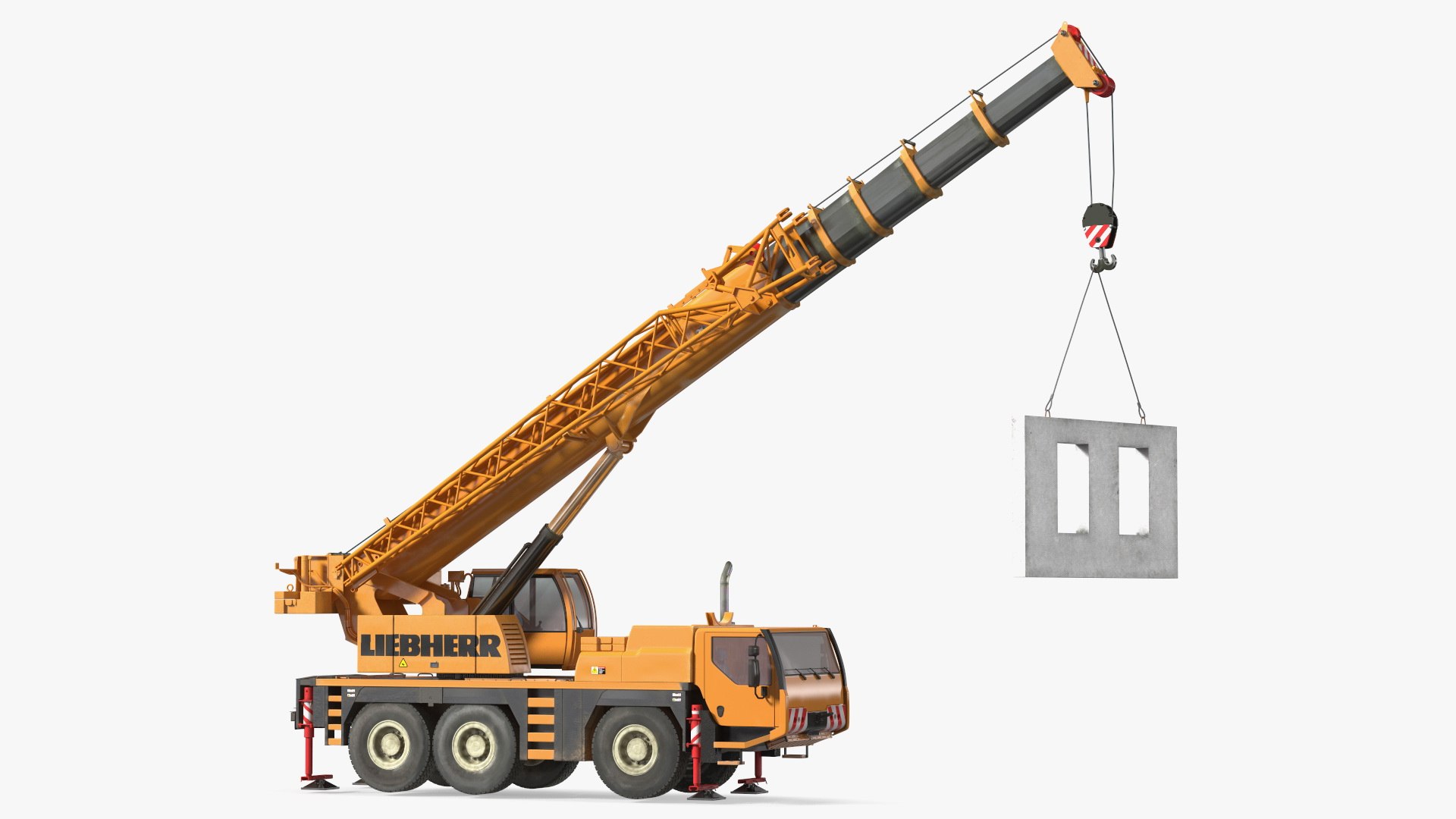 Compact Crane Liebherr with Concrete Wall Rigged 3D model preview