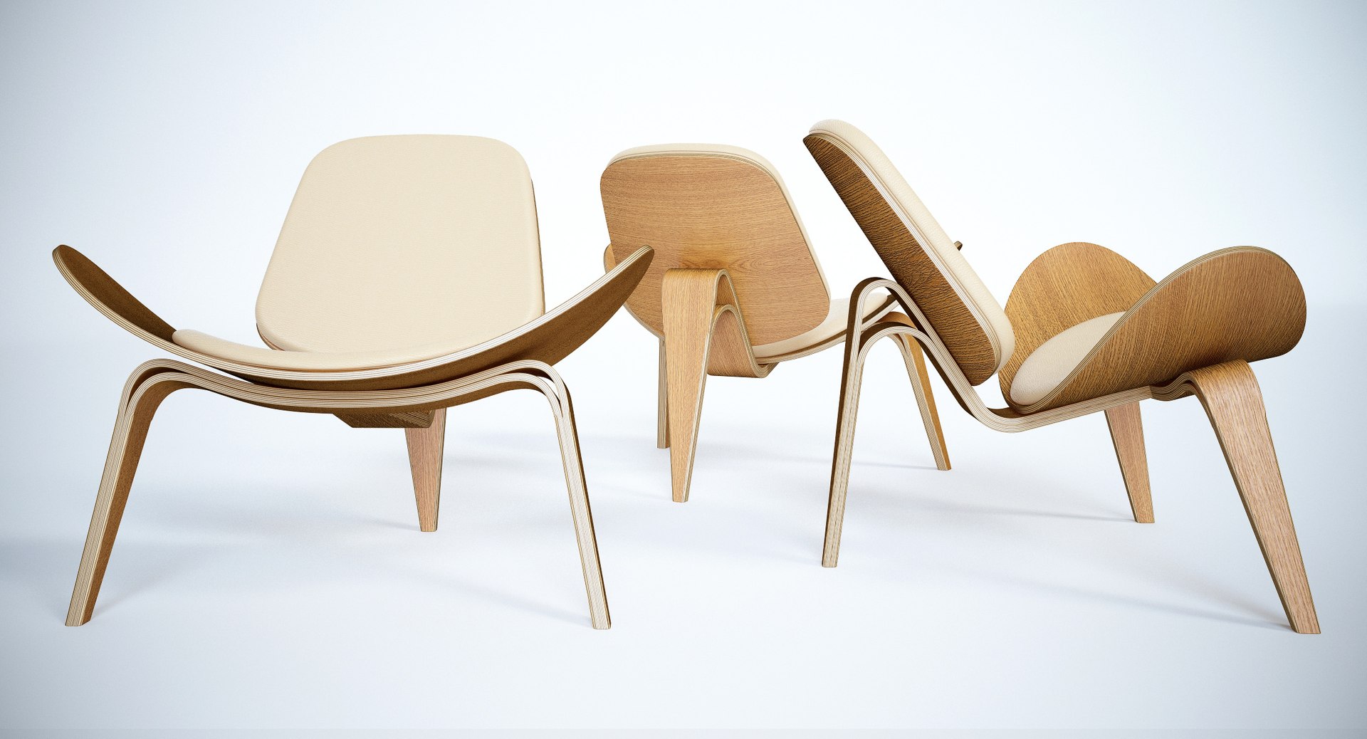 Shell Chair Wegner Ch07 3D Model - TurboSquid 1167815