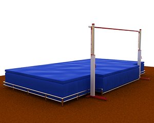 High jump bar and mat