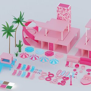 Barbie house street beach transport asset 3D model