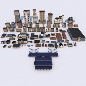 70 Poly Buildings Pack Collection