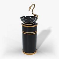 Medusa Snake Vessel Sink - Marble Bowl with Gold Snake Faucet