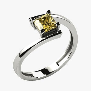 5mm Princess Gold Ring 3D model