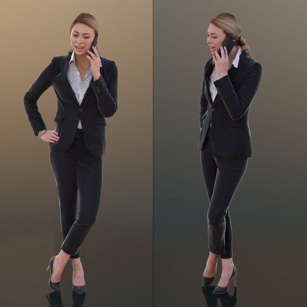 10267 Ramona - Young Business Woman In Suit Talking On The Phone 3D